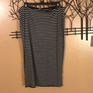 Old Navy Black/White stripe midi cotton skirt size